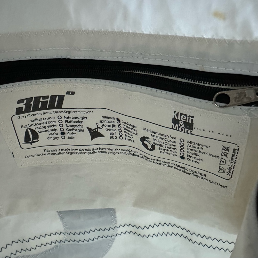 Klein & More Design 360 Sailboat Recycled Large Crossbody Bag White/ Blue - Picture 11 of 14